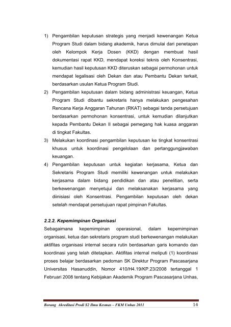 qBorang Program Studi Magister Ilmu Kesehatan Masyarakat Unhas