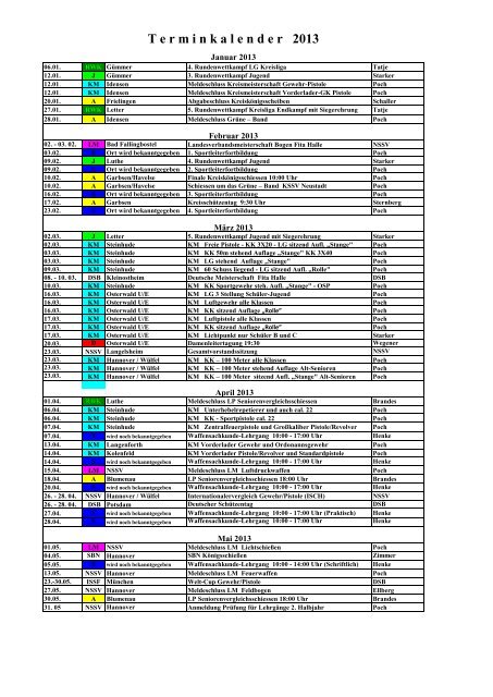Terminkalender - KSSV Neustadt a. Rbge.