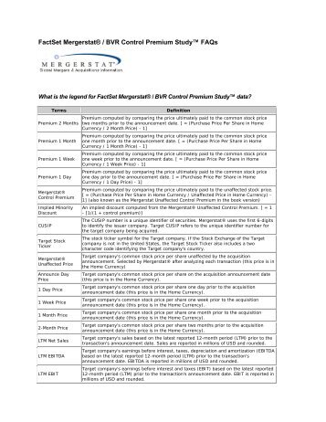 FactSet MergerstatÂ® / BVR Control Premium Study ... - BVMarketData