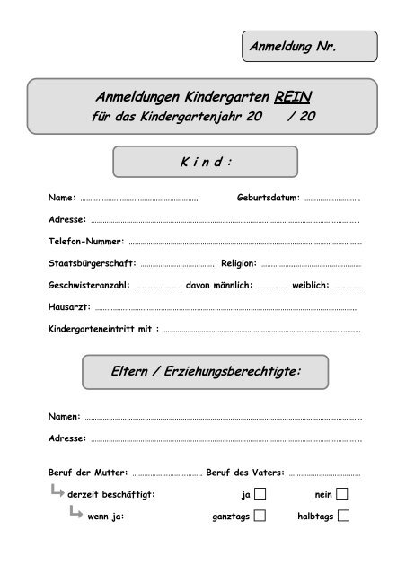 Anmeldeformular Fur Zweijahrige Im Kindergarten Fur Anmeldeformular Fur Zweijahrige Im Kindergarten Fur