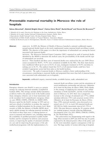 Preventable maternal mortality in Morocco: the role of hospitals