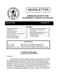 NEWSLETTER - American Society for Veterinary Clinical Pathology