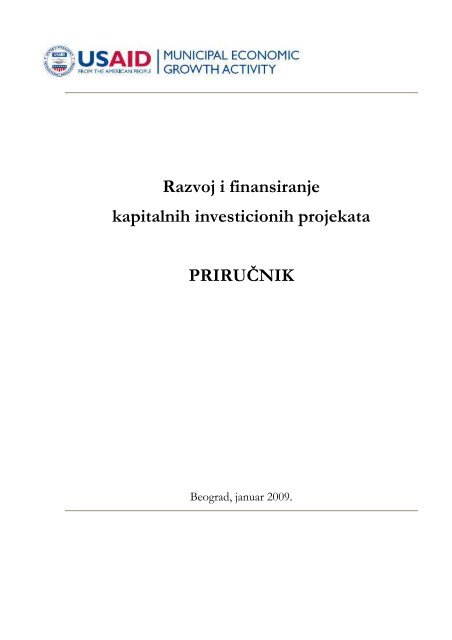 Prirucnik za razvoj i finansiranje kapitalnih investicionih projekata