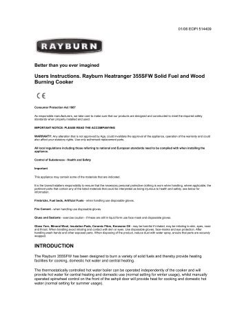 Users Instructions. Rayburn Heatranger 355SFW Solid Fuel and ...