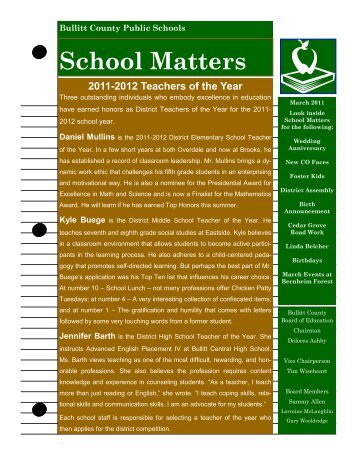 School Matters (March 2011) - Bullitt County Public Schools