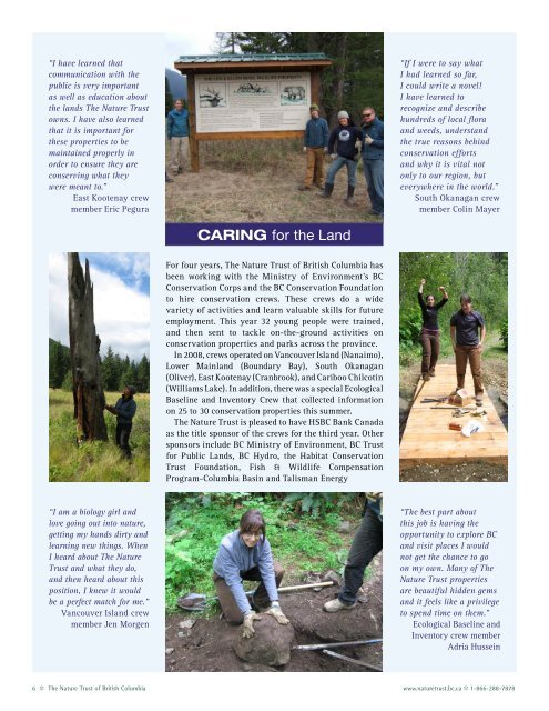 Fall Newsletter 2008 - Nature Trust of British Columbia