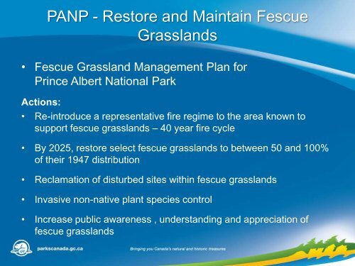 Restoration and Maintenance of Fescue Grasslands Prince Albert ...