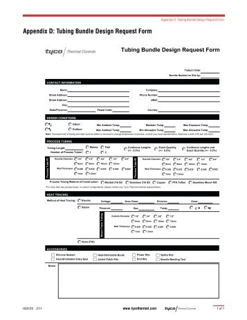 Appendix D: Tubing Bundle Design Request Form - Tyco Thermal ...