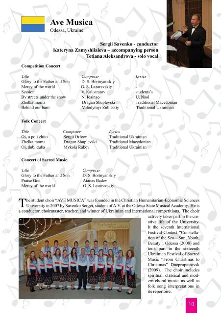 Official Program - Ohrid Choir Festival