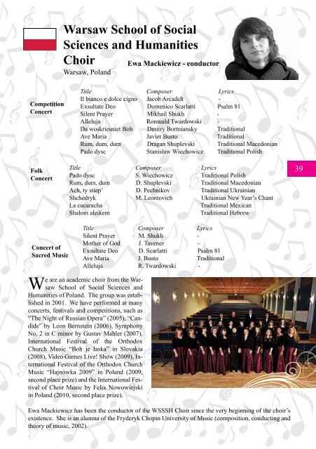 Official Program - Ohrid Choir Festival