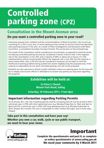 Controlled parking zone (CPZ) - Ealing Council