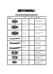 HD TransTech Adapter List - MotorVac