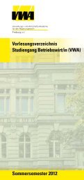 Sommersemester 2012 Vorlesungsverzeichnis ... - VWA Freiburg