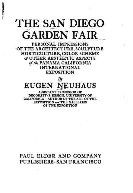 The San Diego Garden Fair - Committee of One Hundred