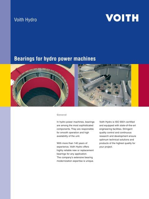 Bearings for hydro power machines - Voith Hydro