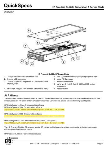 HP ProLiant BL460c Generation 7 Server Blade - Tecnova Soluciones