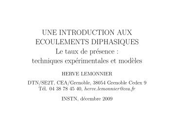 Techniques de mesure en Ã©coulement diphasique