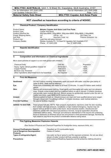 MSDS M805 - Molytec