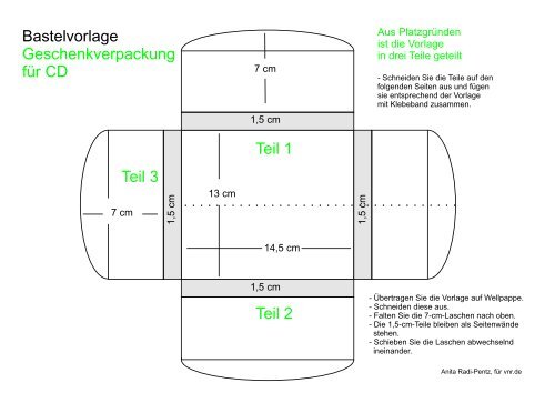 Bastelvorlage Geschenkverpackung fÃ¼r CD Teil 2 Teil 1 ... - Experto.de