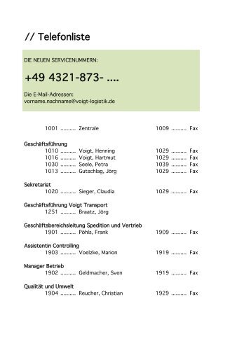 Telefonliste Stand 07-2012