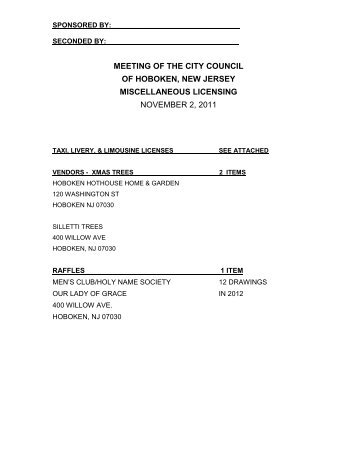 MEETING OF THE CITY COUNCIL - Hoboken NJ