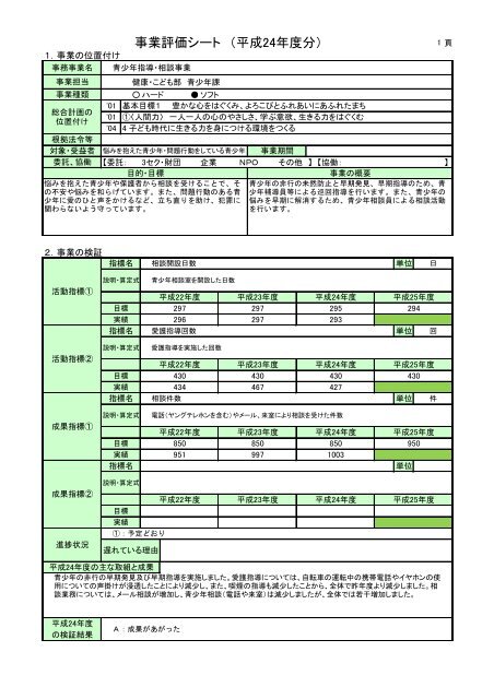 事業評価シート （平成24年度分）