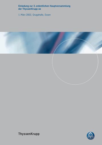Einladung zur 3. ordentlichen Hauptversammlung der - Thyssenkrupp
