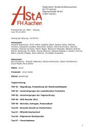 Allgemeiner Studierendenausschuss der FH Aachen StephanstraÃe ...