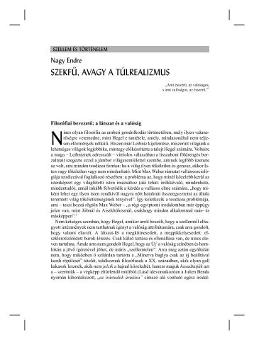 Nagy Endre: SzekfÅ±, avagy a tÃºlrealizmus - Pro Minoritate AlapÃ­tvÃ¡ny