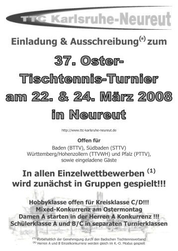 Einladung & Ausschreibung(*) - Tischtennis-Kreis Sinsheim