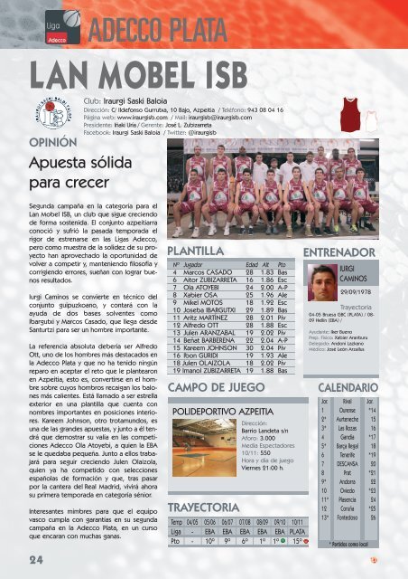 Tiro Adicional 31: GuÃ­a Adecco Plata 2011/12 - club del entrenador