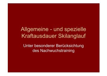 Allgemeine - und spezielle Kraftausdauer Skilanglauf