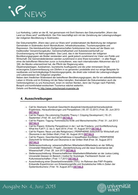 Newsletter Nr. 4 (Juni 2013) - Institut fÃ¼r Internationale Entwicklung