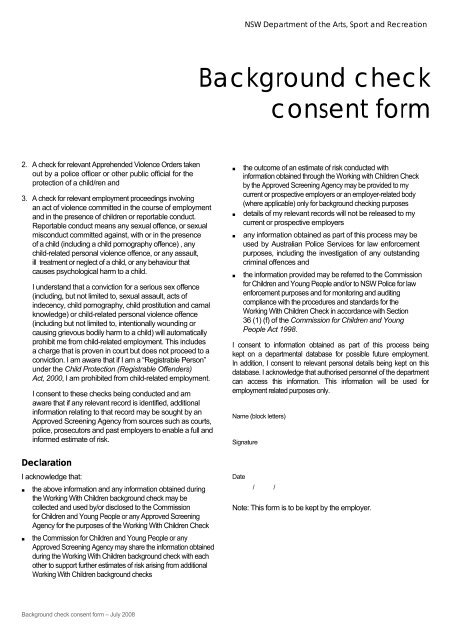 Background check consent form - Division of Local Government