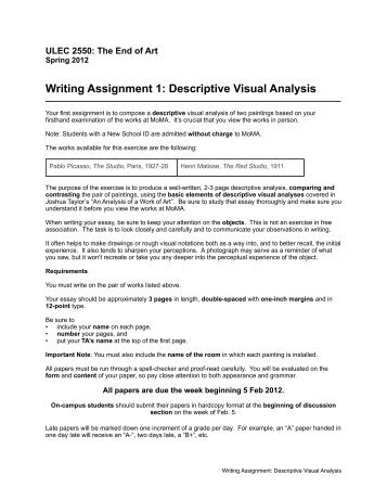 Writing Assignment 1: Descriptive Visual Analysis - Timothy R. Quigley