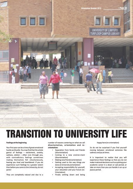 Orientation Booklet 2012 - University of Limpopo