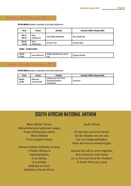 Orientation Booklet 2012 - University of Limpopo