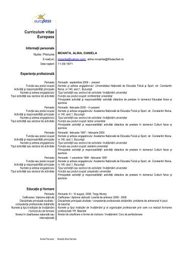 Curriculum vitae Europass - UNEFS Bucuresti
