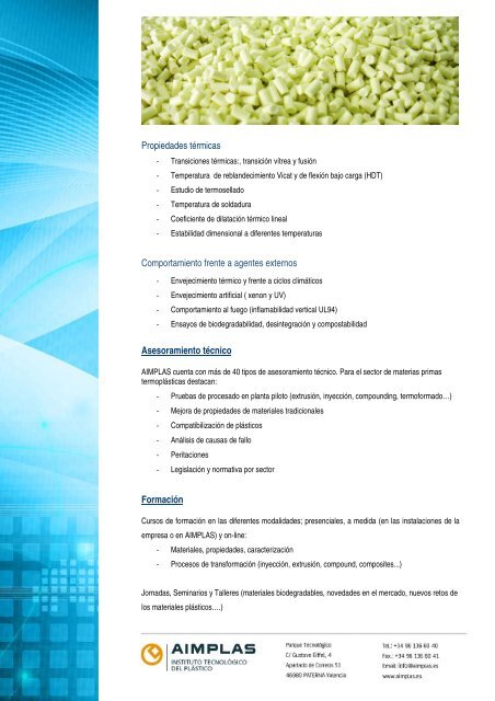 MATERIAS PRIMAS: Termoplásticos - Aimplas