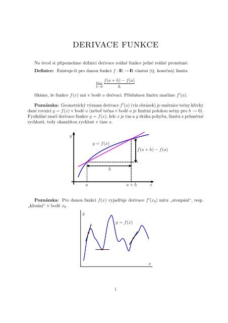 DERIVACE FUNKCE