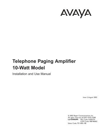 Telephone Paging Amplifier - Avaya Paging Solutions