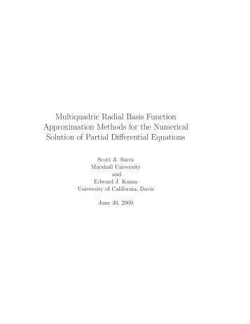 Multiquadric Radial Basis Function Approximation ... - Scott A. Sarra