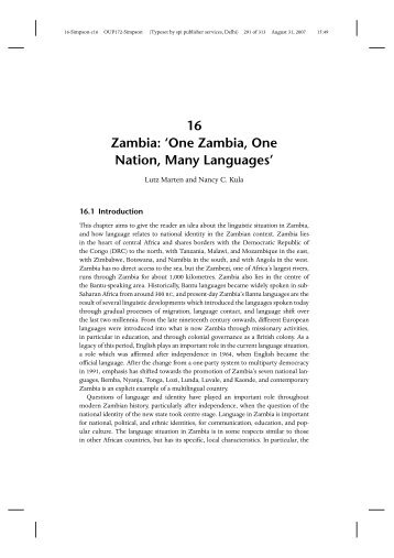 16 Zambia: 'One Zambia, One Nation, Many Languages'