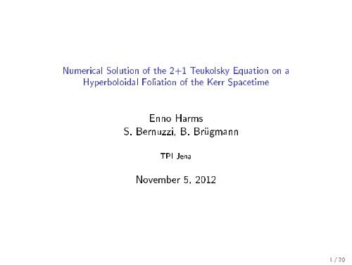 Numerical solution of the 2+1 Teukolsky equation on a ...