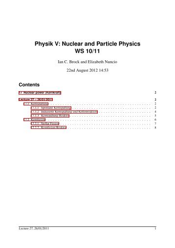 Physik V (Kerne und Teilchen)