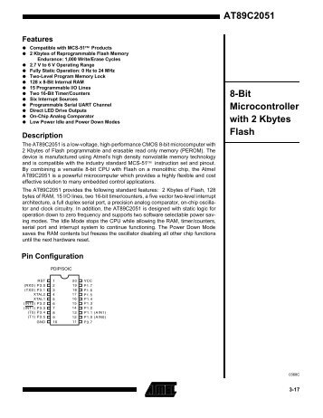 8-Bit Microcontroller with 2 Kbytes Flash AT89C2051 - HTH