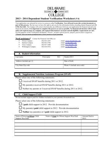 Dependent Student Verification Form V4 - Delaware Technical ...