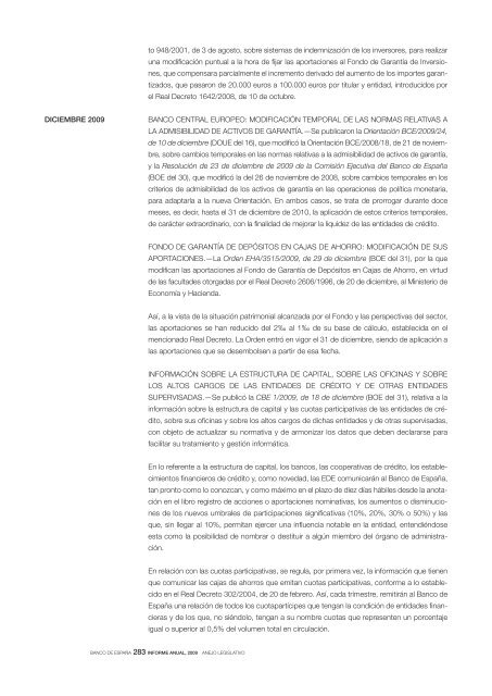 INFORME ANUAL DEL BANCO DE ESPAÃA 2009 - El Mundo