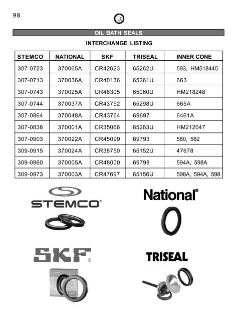 Stemco Seal Cross Reference Chart