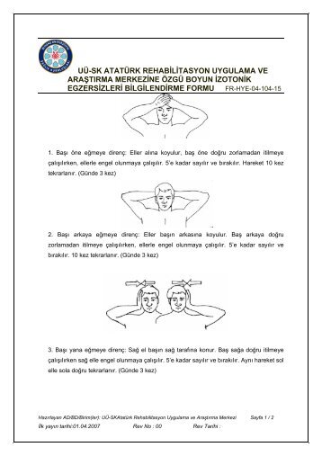 Boyun İzotonik Egzersizleri Bilgilendirme Formu